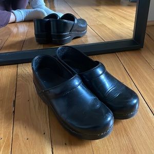 Dansko Black Leather Clogs